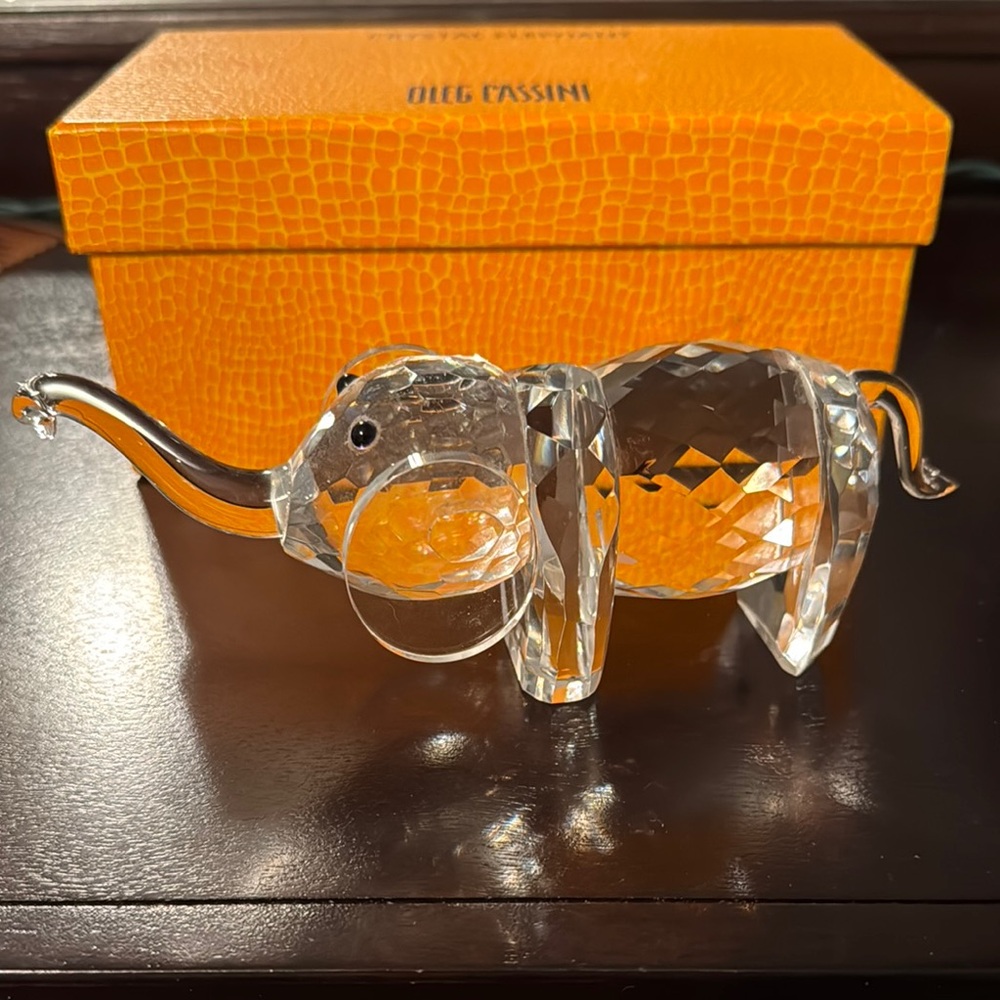 Oleg Cassini Clear Crystal Elephant